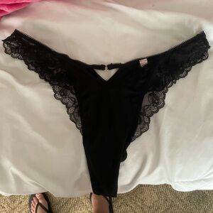 Victoria’s Secret Black Lace Thong Size Large